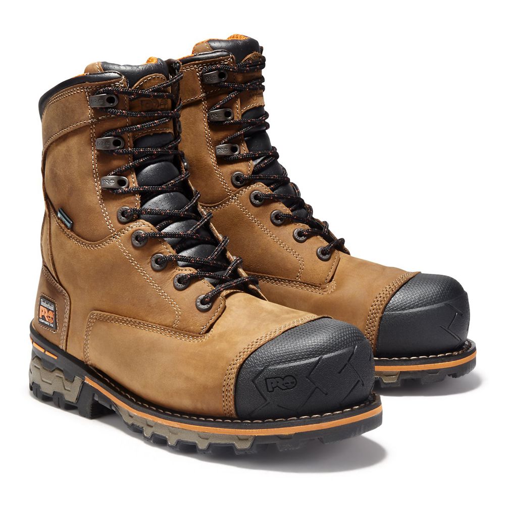 Timberland Mens Work Boots PRO® Boondock 8\" Comp Toe - Brown/Black - India UA1947306